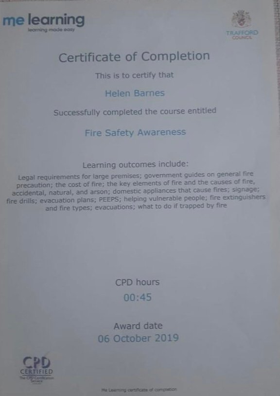 Certificate in Fire Safety Awareness