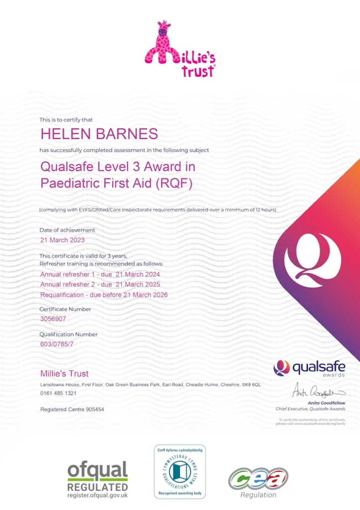 Certificate in Paediatric First Aid