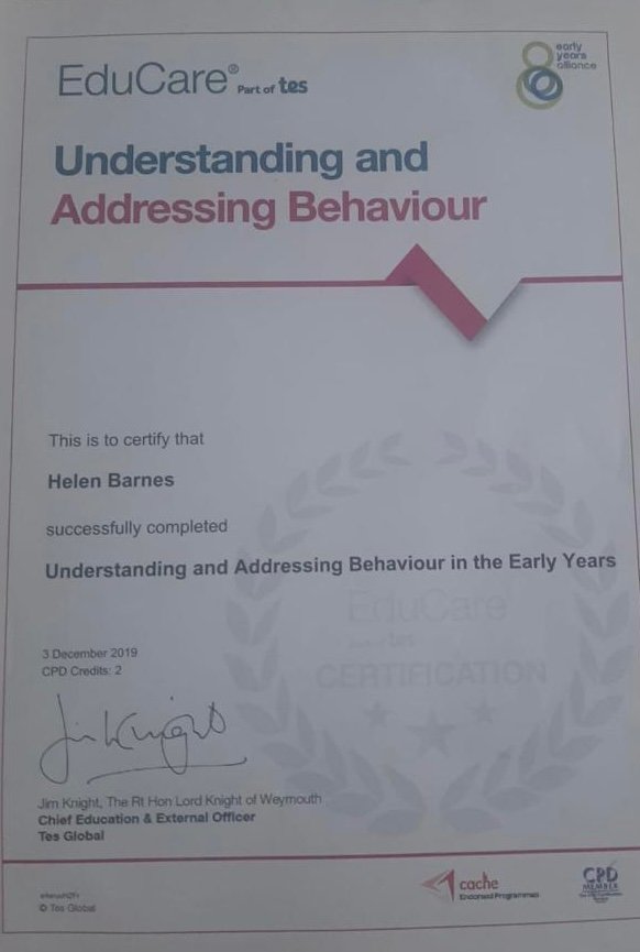 Certificate in Understanding and Addressing Behaviour